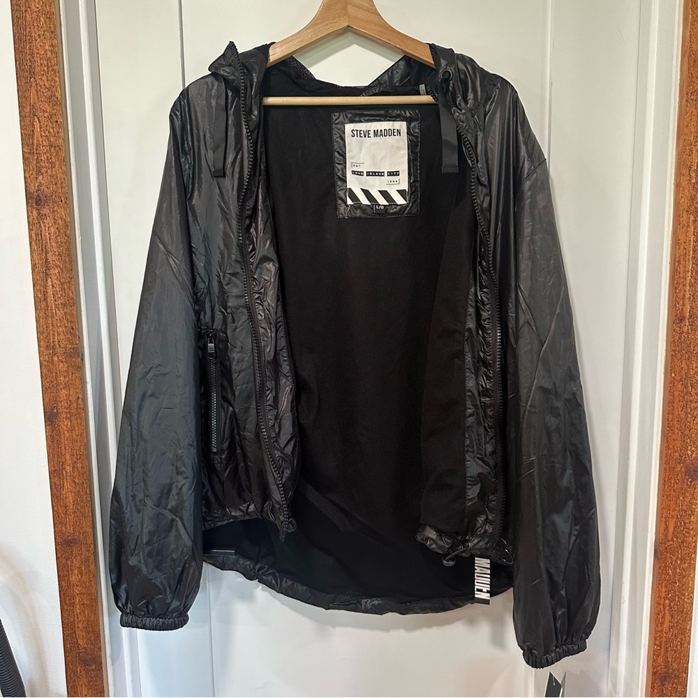 Steve Madden Women's Packable Fanny Pack Jacket Large Black